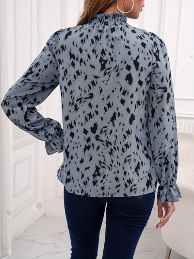Eline | Blouse with full print and stand-up collar