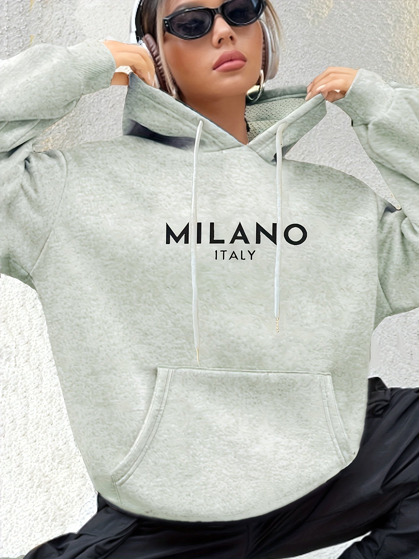 Elena | Hoodie with Italy print and drawstring