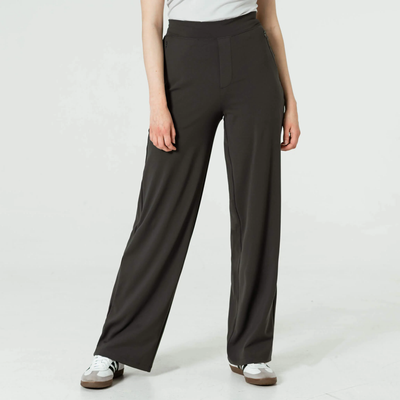 High-Waist Wide-Leg Trousers with Elastic Waistband 
