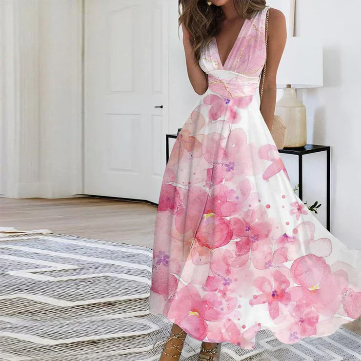 Jessie - elegante maxi-jurk met diepe V-hals