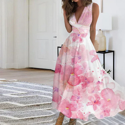 Jessie - elegante maxi-jurk met diepe V-hals
