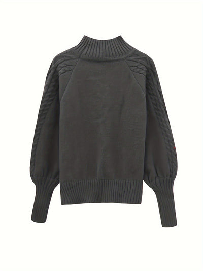 Fien | Cable-knit turtleneck sweater with dropped shoulders