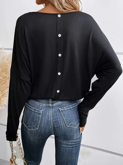 Evi | Trui met V-hals en knoopjes op de rug