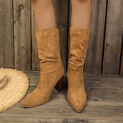 Belle | Klassieke mid-calf laars met hoge hak