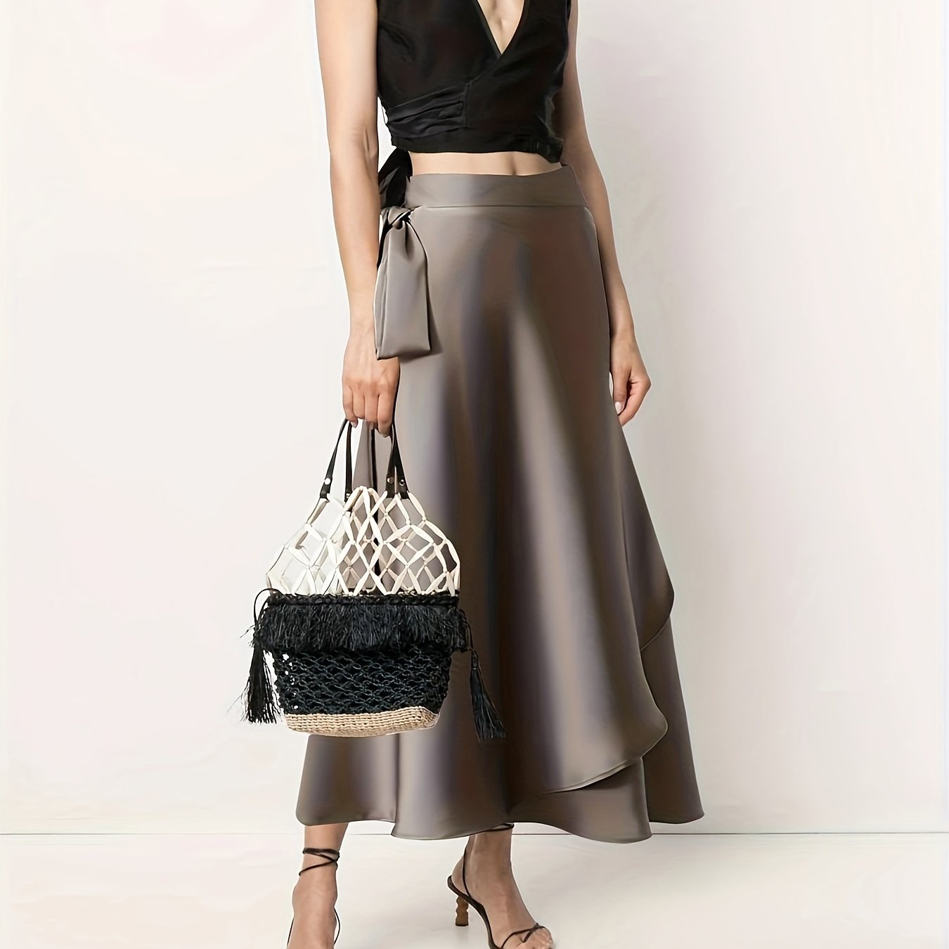 Lara | High-waisted wrap skirt in elegant solid color