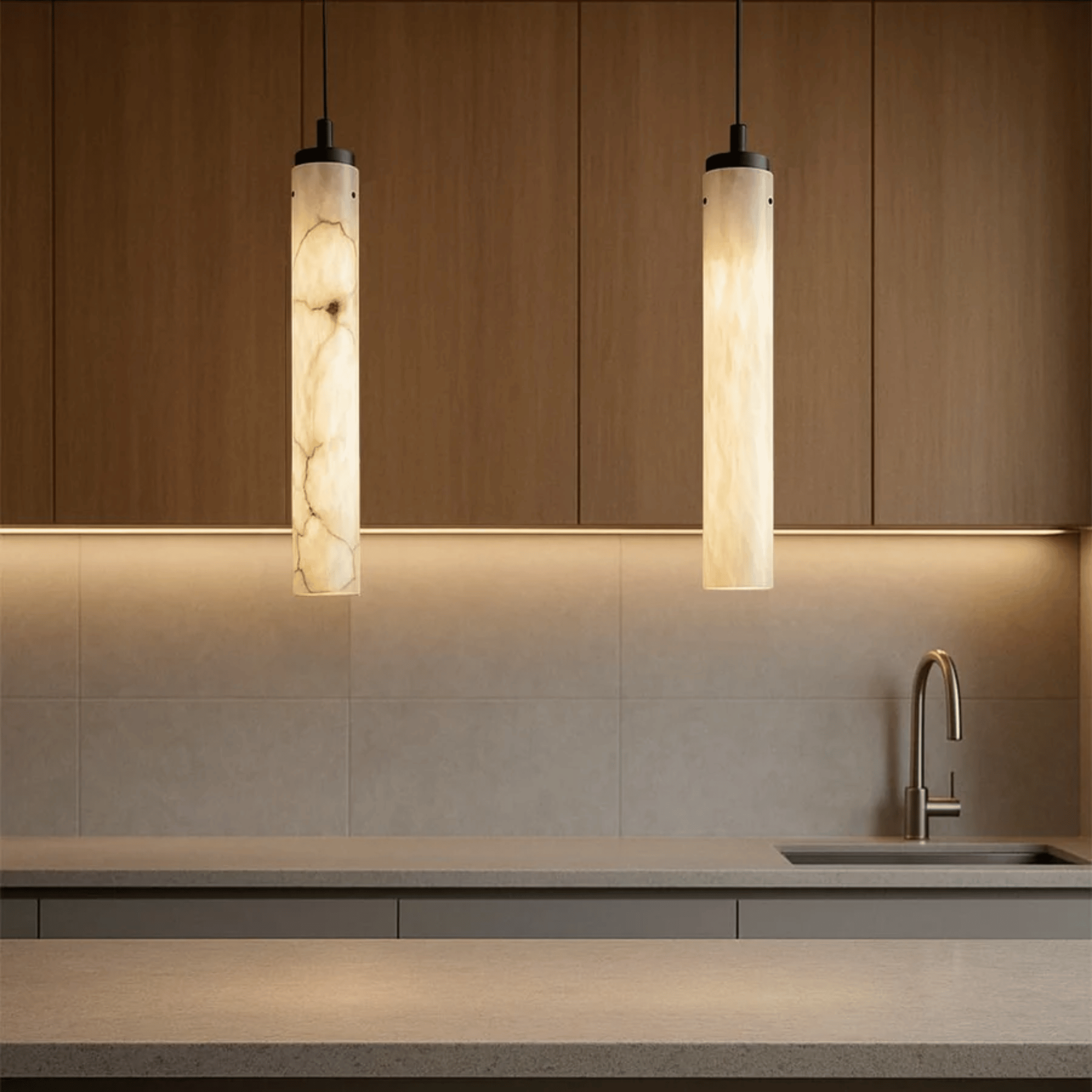 Baskorin – Black Stone Cylinder Pendant Lamp