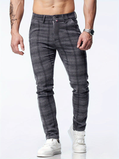 Thijs | Geruite casual slim-fit broek