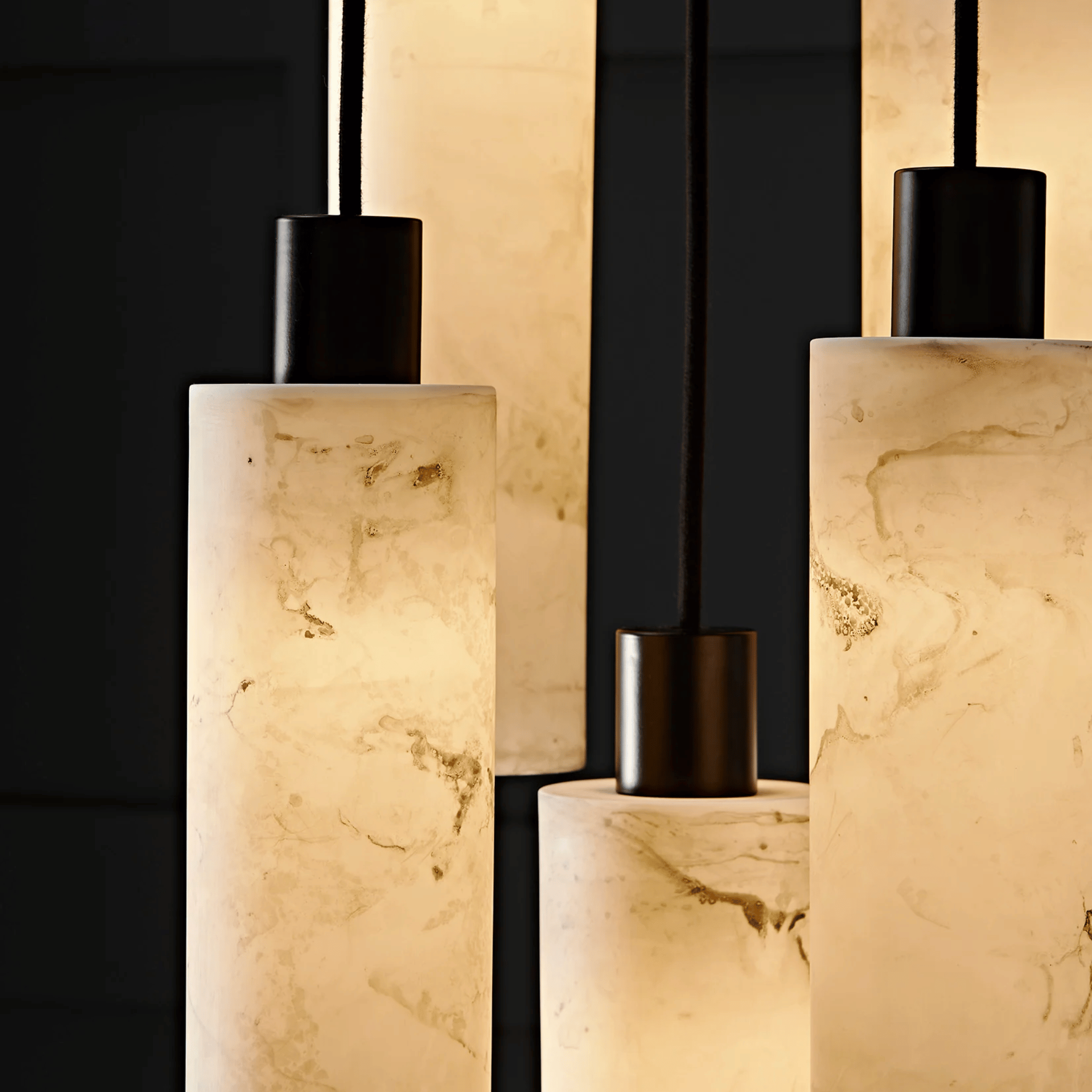 Baskorin – Black Stone Cylinder Pendant Lamp