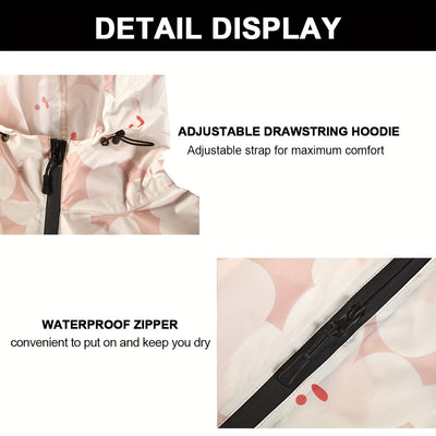 Fleur | Waterproof floral print rain poncho with hood and zip pocket