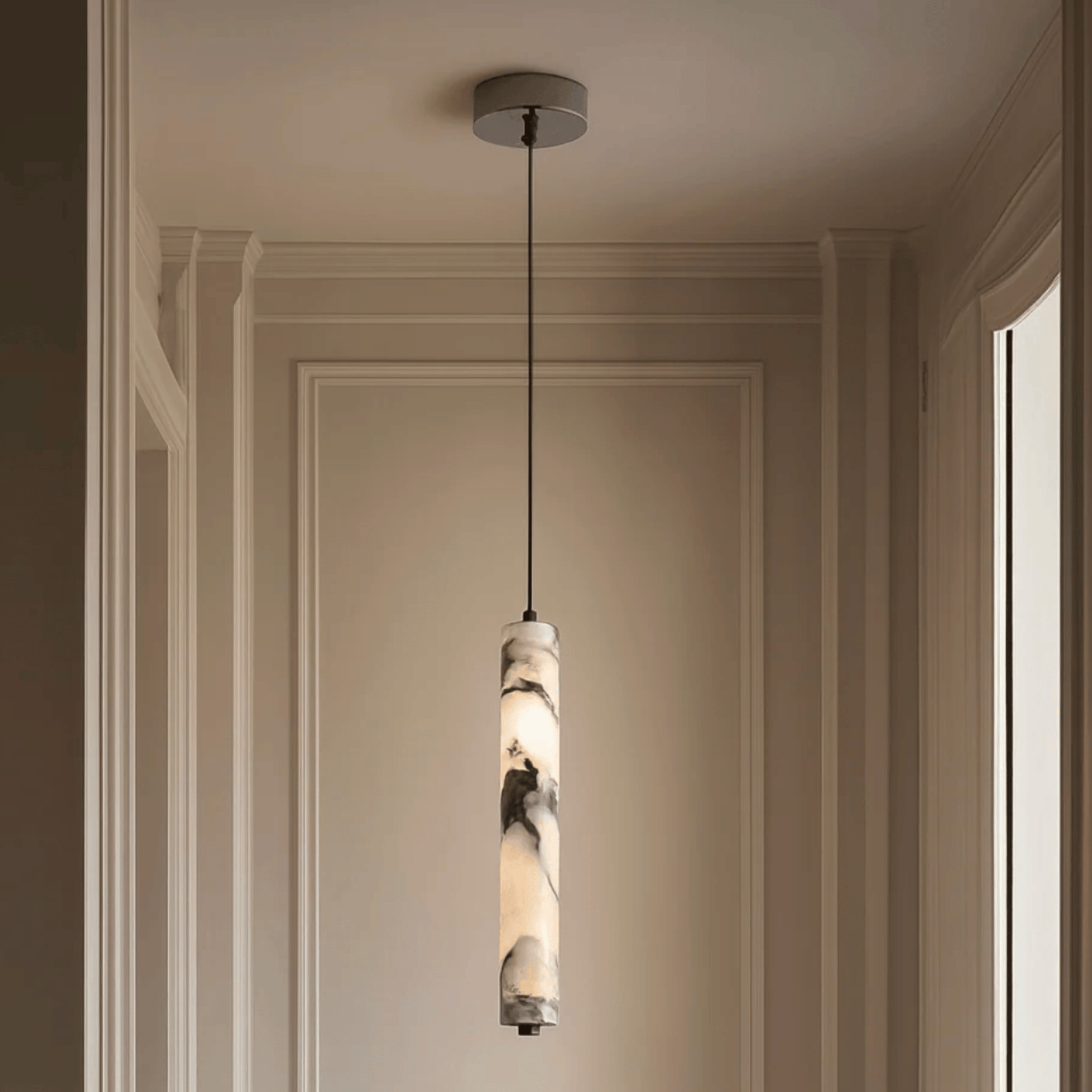 Baskorin – Black Stone Cylinder Pendant Lamp