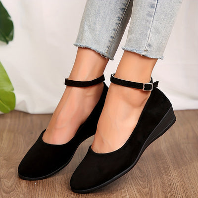 Lotte | Plain flannel ballet shoes with buckles