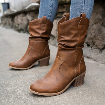 Lotte | Women's slouch western boots with block heel