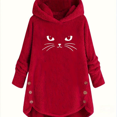Sophie | Pluche hoodie met kattenprint