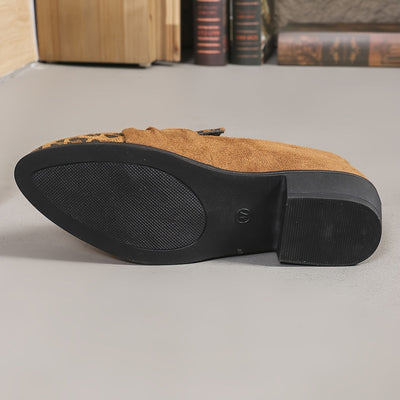 Leopard print women's loafers with bow