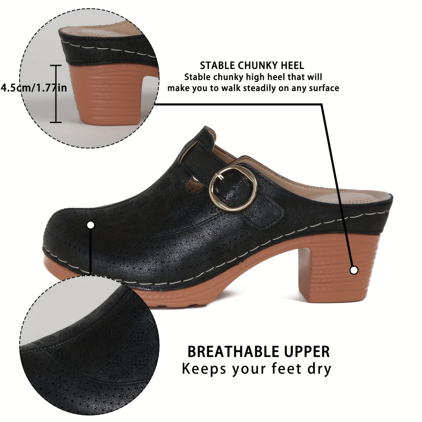 Elin | Elegant women's mules with platform and thick heels