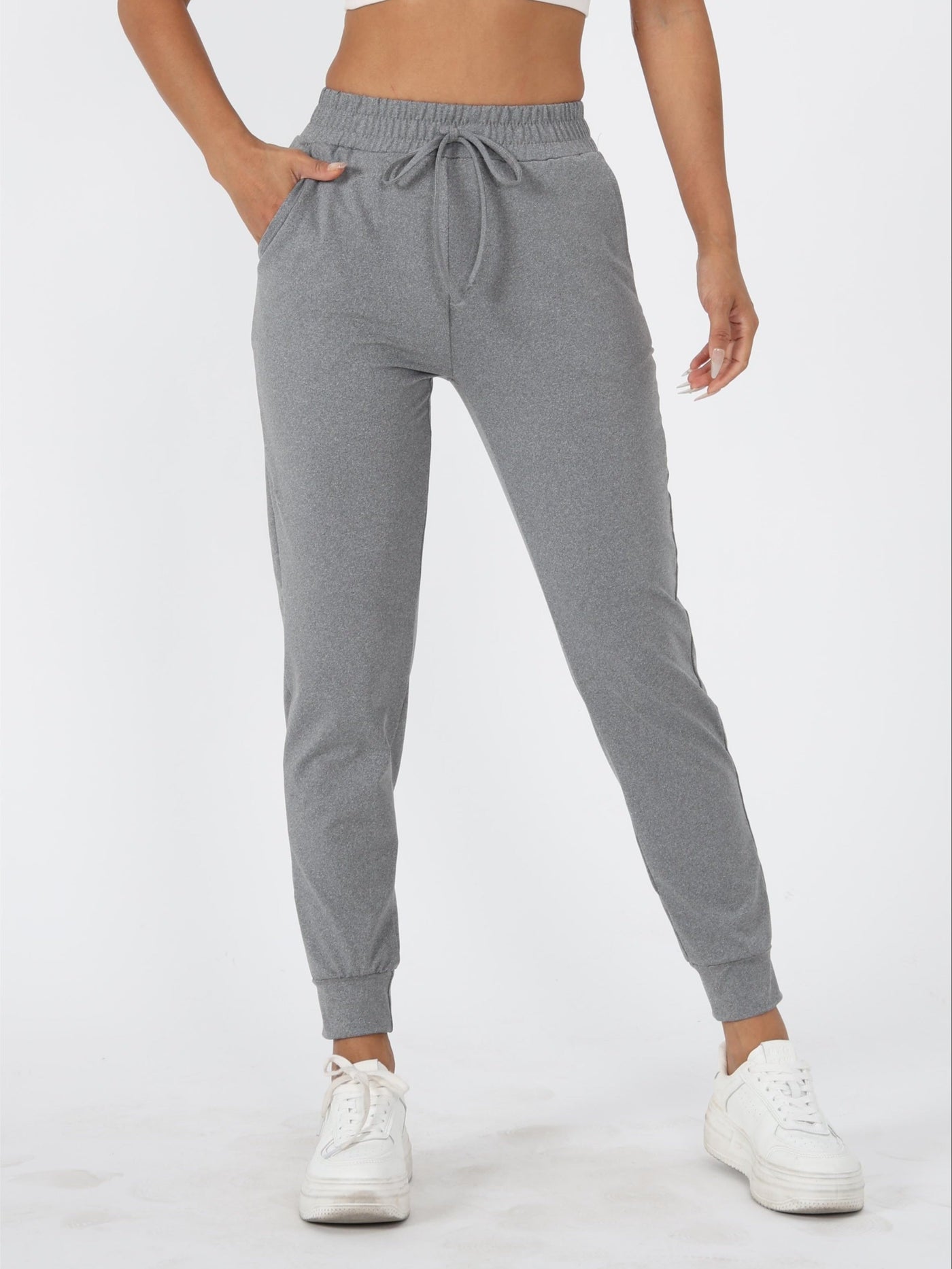 Eva | Effen kleur casual hardloopbroek met zak