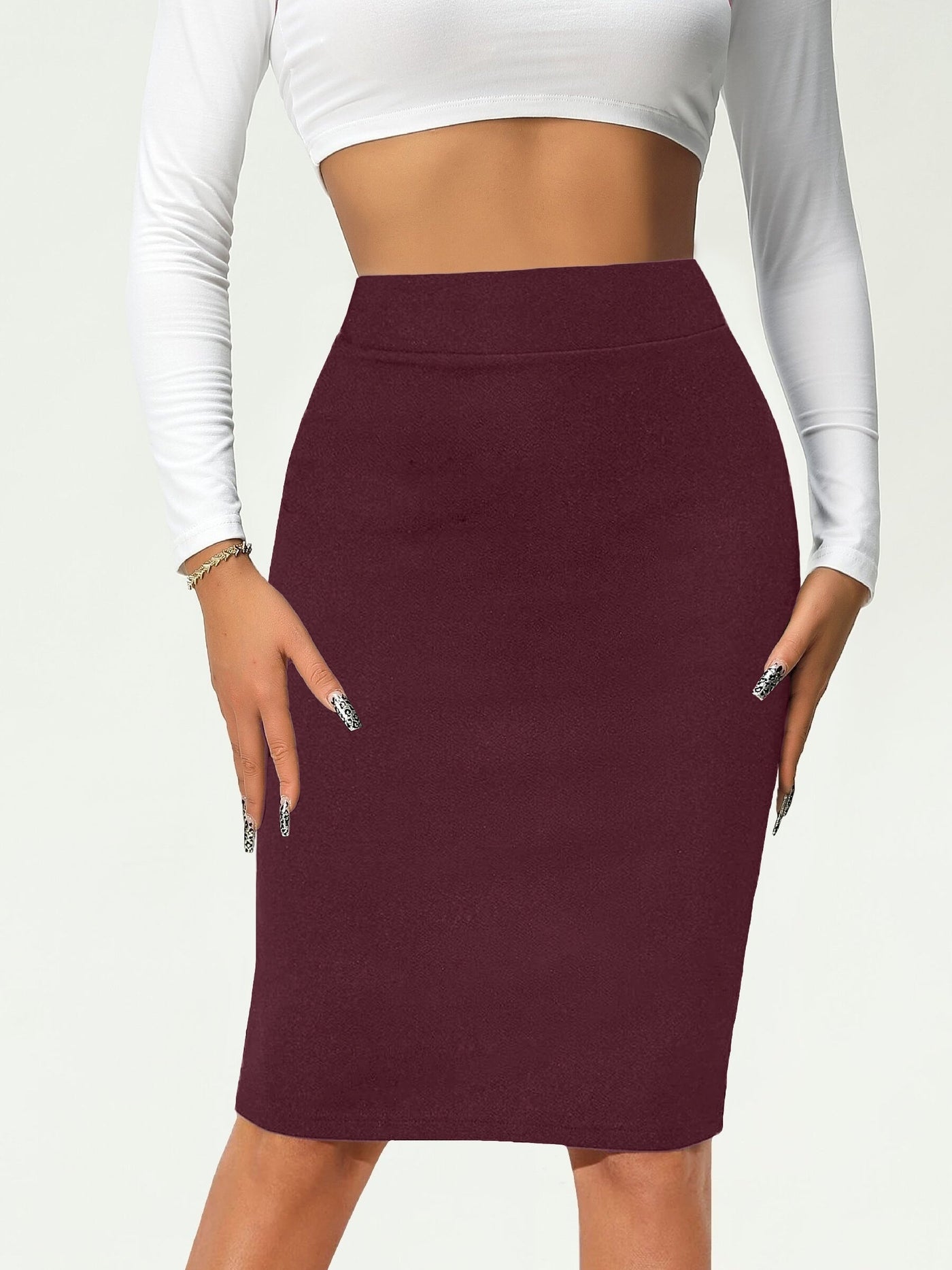 Emma | Plain high-waisted pencil skirt