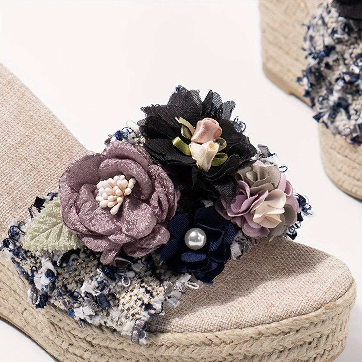 Luna | Women's floral espadrilles with wedge heel