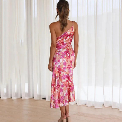 Pamela - elegante off-shoulder bloemenjurk