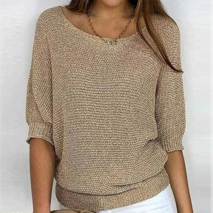 Gebreide dames top – Casual model met 3/4-mouwen