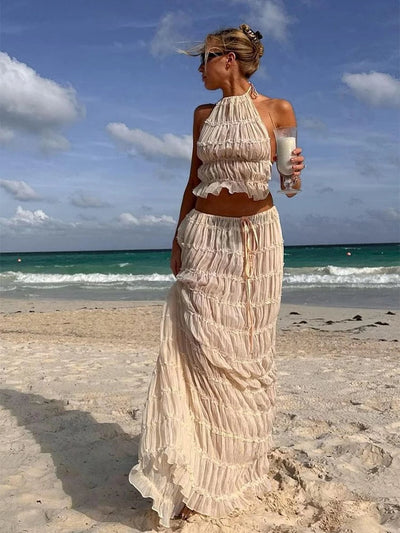 Fidelia - Sexy Halter Top &amp; Skirt Set