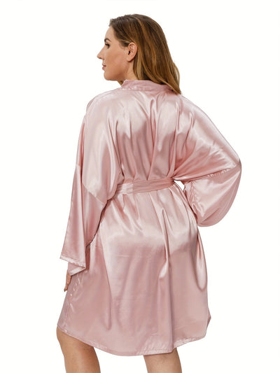 Nina | Stijlvolle dames kimono badjas in effen kleur en grote maat