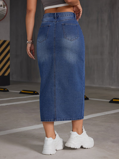 Sophie | Denim midi-rok met hoge taille en split