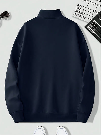 Mees | Casual sweatshirt met lichte stretch en kwart rits