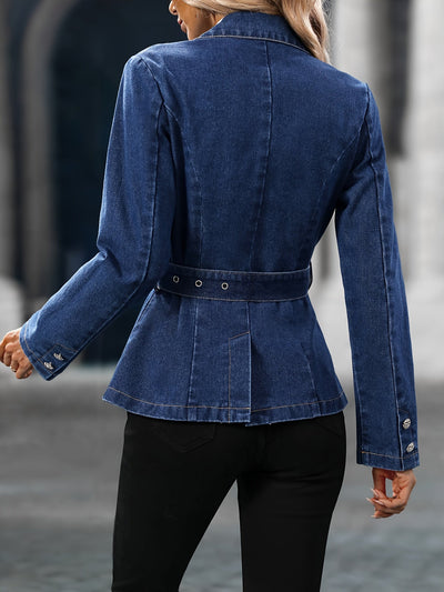 Elise | Adjustable denim jacket in dark washed blue