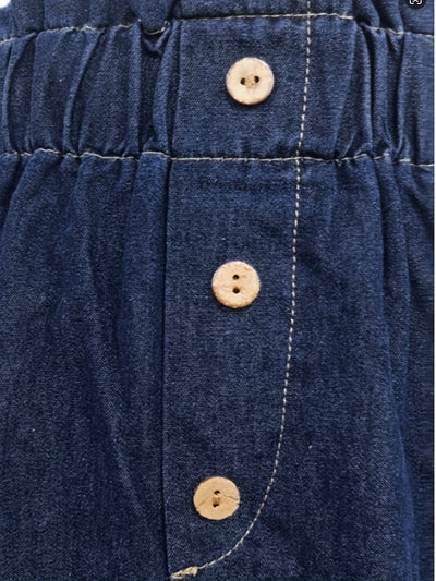 Fleur | High-waisted denim A-line midi skirt with button closure