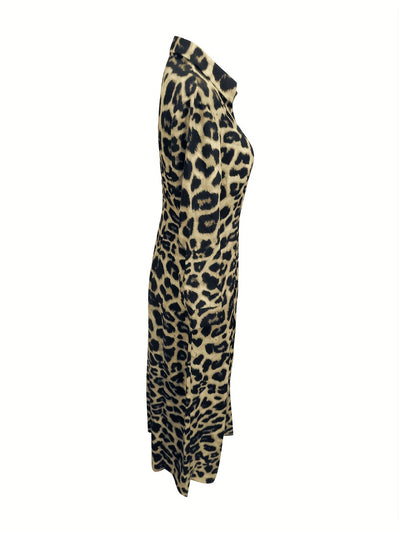 Emma | Maxi-jurk met luipaardprint en knopen