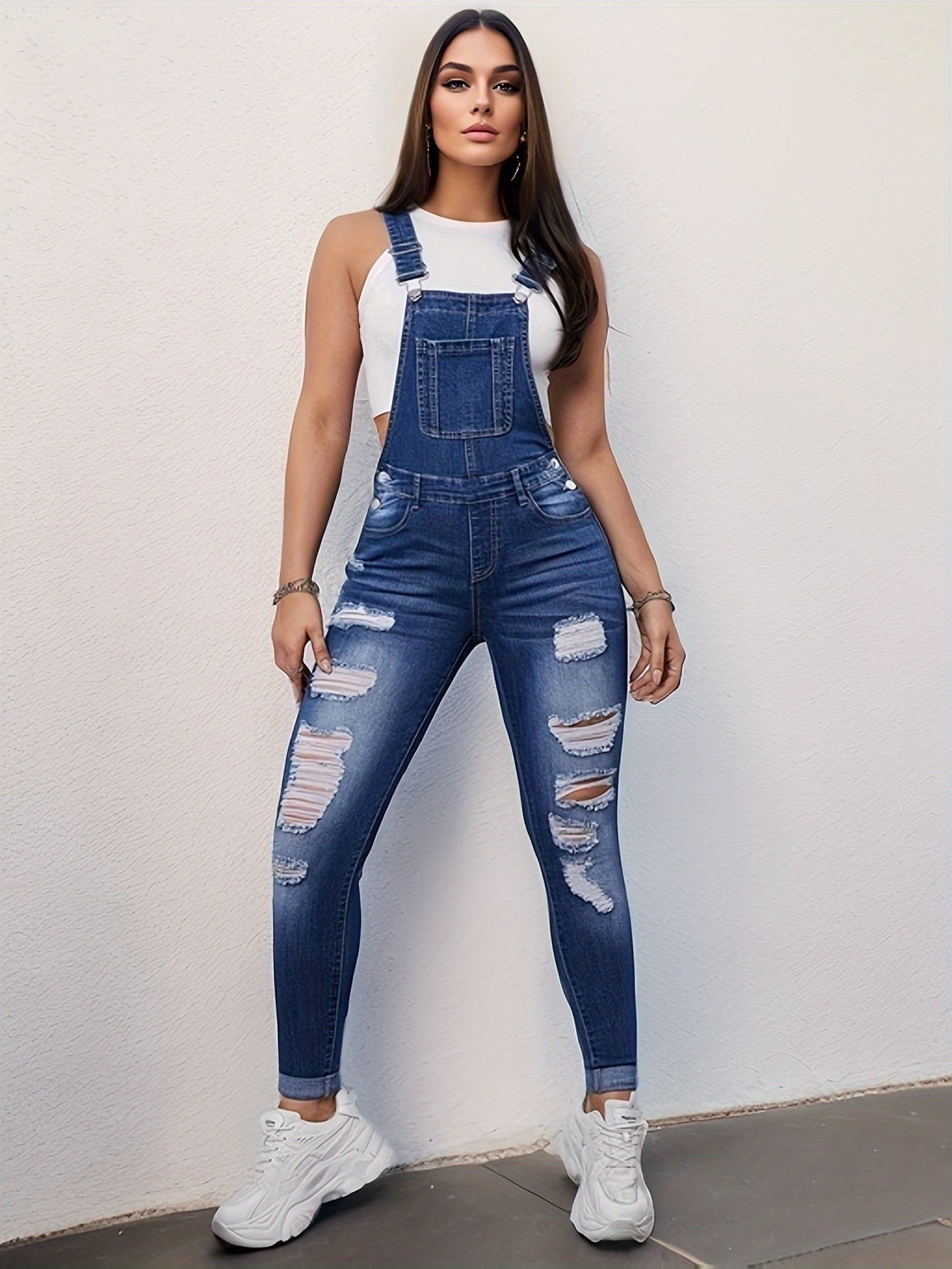 Eva | Blue denim dungarees