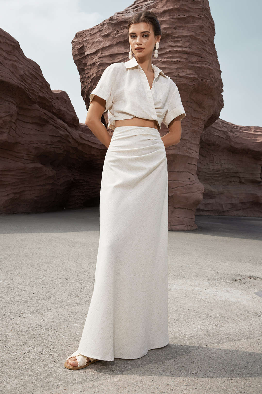 Victoria - Elegante Korte Linnen Crop Shirt voor Dames
