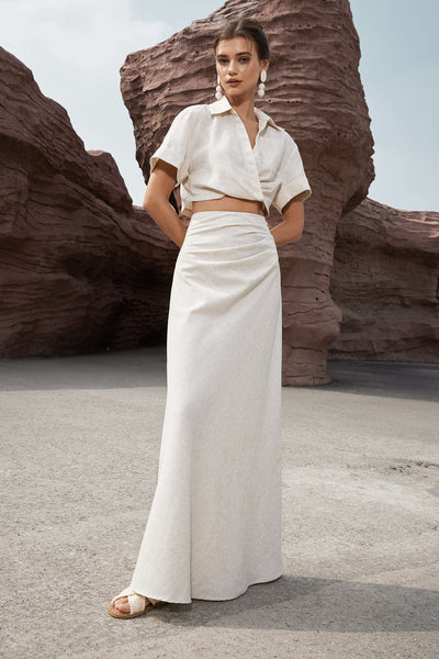Victoria - Elegante Korte Linnen Crop Shirt voor Dames