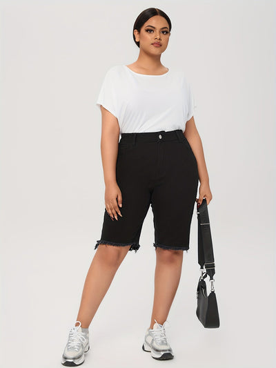 Emma | Effen blauwe denim shorts