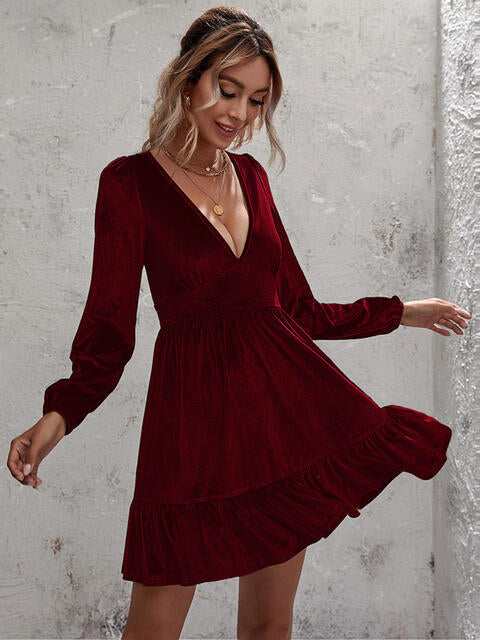 Lara - elegant fluwelen jurk met ruches