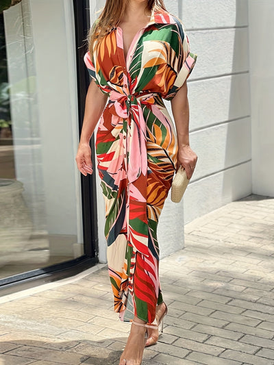 Clarissa - elegante jurk met kraag en riem