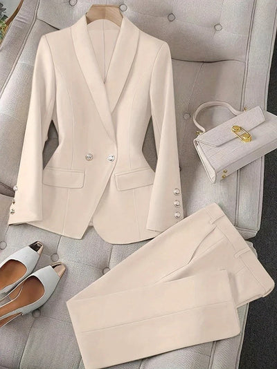 Gisla - Elegant Solid Color Two-Piece Blazer Set