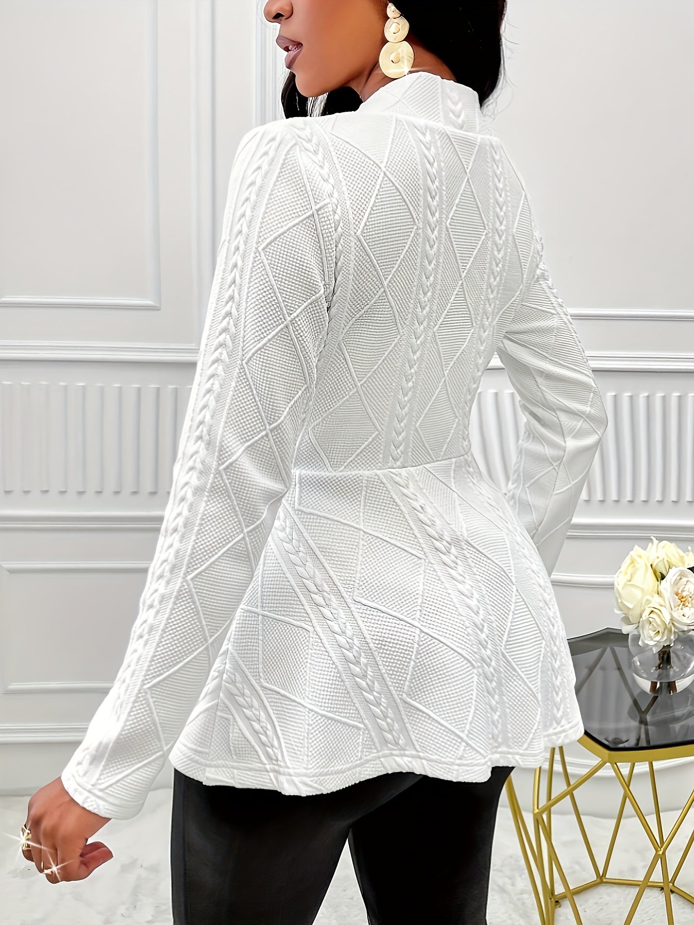 Elise | Plain textured long-sleeved blazer