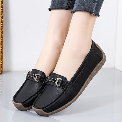 Sanne | Comfortabele platte dames mocassins met gesp