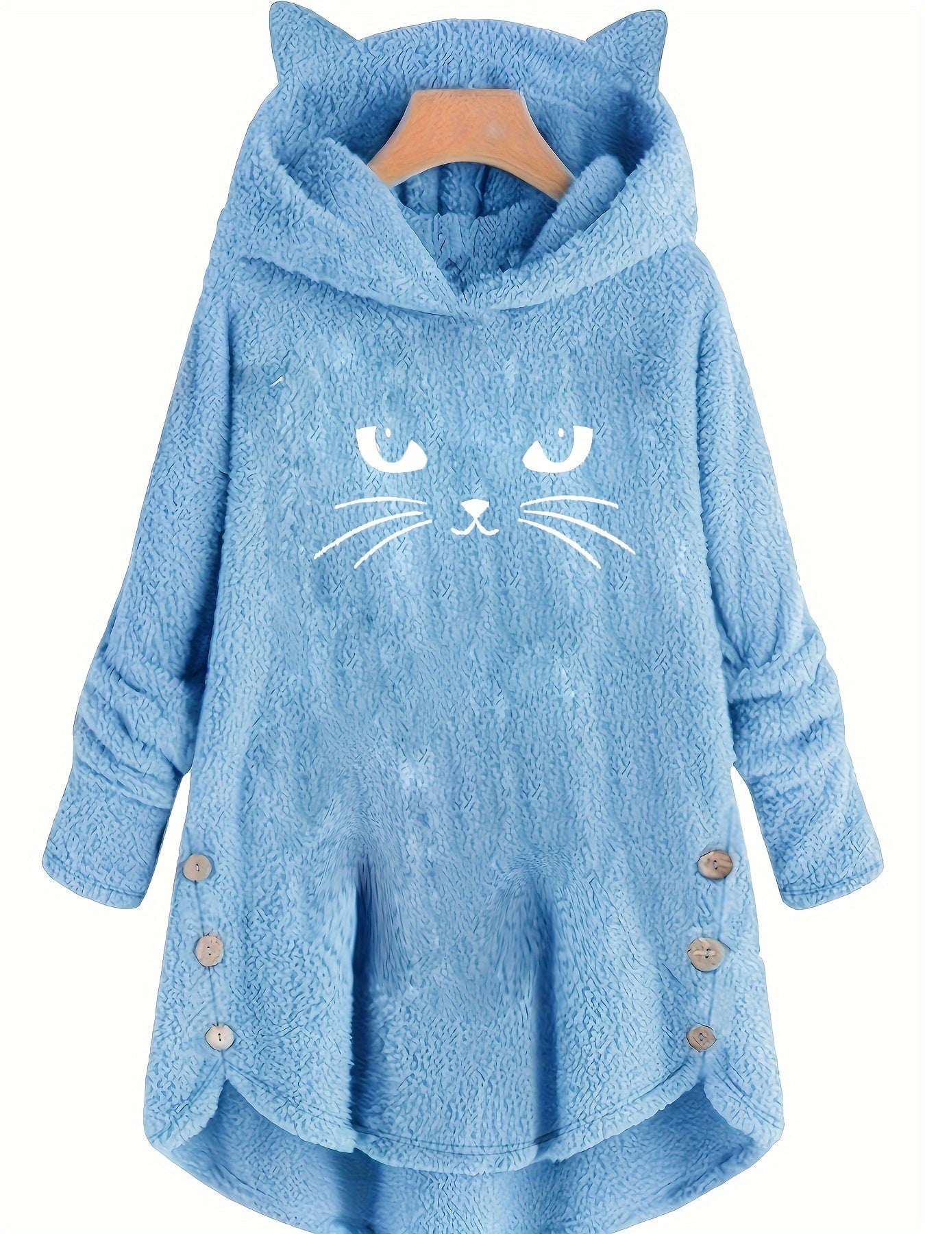 Sophie | Pluche hoodie met kattenprint