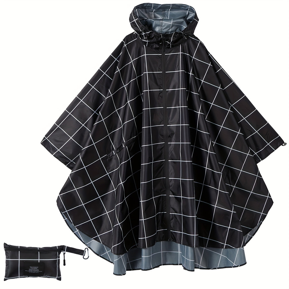 Lotte | Sporty women's rain poncho with hood and geometric pattern