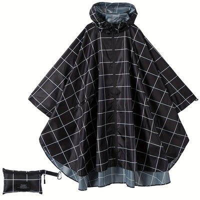 Lotte | Sporty women's rain poncho with hood and geometric pattern