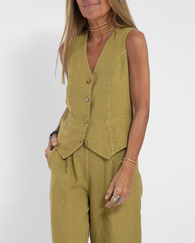 GRACEY | Elegant linen cardigan and wide-leg pants set