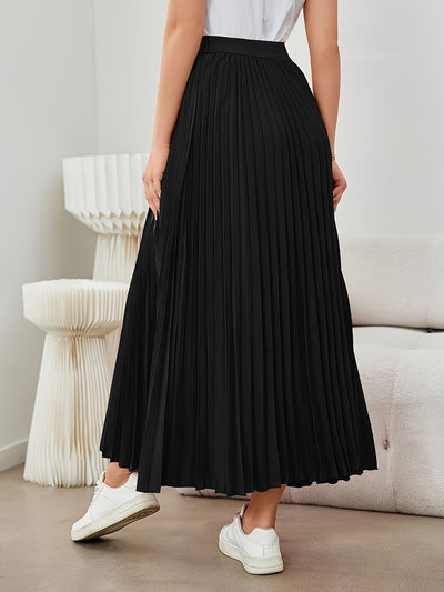 Evelien | Plain-colored pleated midi skirt with elastic waist