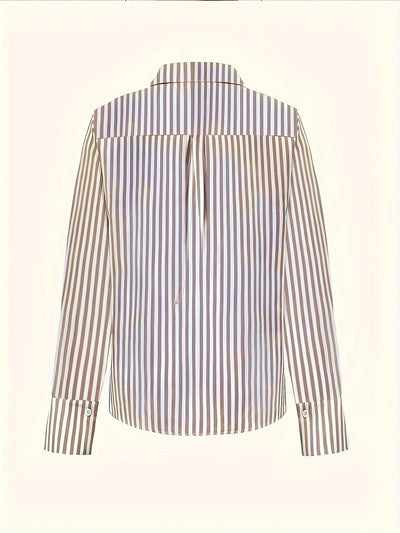 Sara | Casual gestreepte blouse met lange mouw en kraag