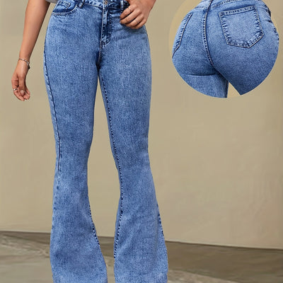 Nina | Elegante hoge taille stretch denim flare jeans