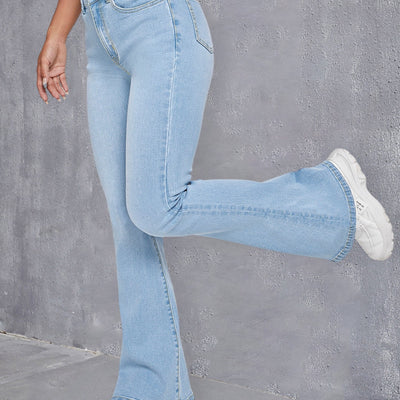 Sophie | Blauwe slim fit flare jeans met hoge stretch