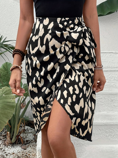 Luna | Allover print wrap skirt with high waist