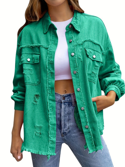 Chloe | Chique distressed denim jas voor dames